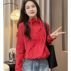 TEMU 새로운 캐주얼 경량 후드 재킷 (봄/여름용), 매력적인 디자인과 다용도로 활용 가능, 완벽한 선택