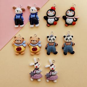 TEMU 2D 플랫 - 10개입 2D 플랫 귀여운 스카프 펭귄 곰 토끼 레진 참 만화 동물 펜던트 주얼리 제작 부품