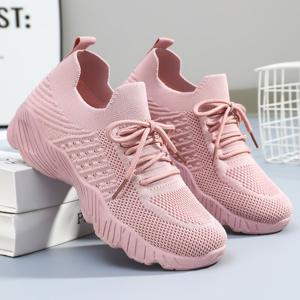 TEMU 3CM 여성 캐주얼 스니커즈, 편안한 메쉬 레이스업 여성 스포츠 신발, 여성용 청키 웨지 발카나이드 스니커즈, 여성 신발