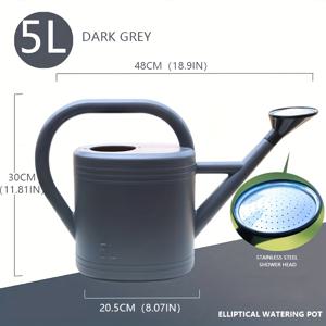 TEMU 대용량 레트로 물뿌리개 - 3L/5L/8L 플라스틱 긴 스파우트 정원 물통, 실내외 식물 관리용, 편안한 그립감, 우아한 공예 디자인, 다양한 색상 옵션, 실내외 원예 | 발코니 및 파티오 꽃 관리 |