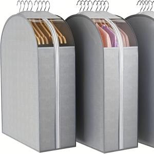 TEMU 주름 방지 옷걸이형 투명 창 옷 보관 백 3개 세트. 정장, 코트, 드레스, 재킷, 셔츠, 털 옷 옷장 보호 커버 보관을 위해 디자인된 오픈 옷장 보관용으로 적합합니다.