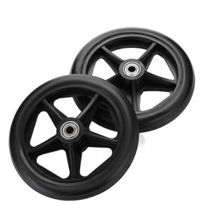 TEMU 2개입 6인치 고무 교체용 앞바퀴 | 워커 교체용 바퀴 (스크류 로드 포함), 그레이 블랙, 워커용