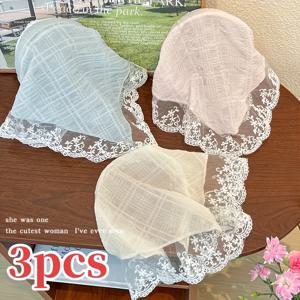 TEMU 3개 세트 신상 여름 파스텔 레이스 헤어밴드 삼각 스카프, 발라드에 나가기 좋은 달콤하고 사랑스러운 헤어 스카프, 다용도 헤어 액세서리