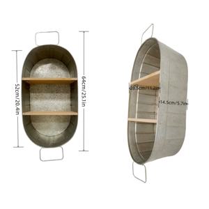 TEMU HANYIAL 빈티지 아연 도금 세면대 수납장 - 벽걸이형 욕실 수납 정리함, 소박한 메탈 디자인, 수건 및 세면용품용 2단 선반, 공간 절약형 홈 데코, 욕실 정리 및 수납, 세면도구 홀더, 장식용 금속 장식