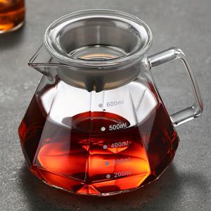 TEMU 600ml 단품, 투명 커피 포트 공유용, 두꺼운 내열 유리 커피 포트, 모양 커피 포트, 냉온 겸용, 깨지지 않는 진주 포장