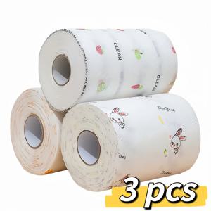 TEMU 3롤 랜덤 패턴 (100매*3), 워셔블 주방 티슈, 일회용 행주, 가정, 거실, 주방, 유리, 벽, 바닥에 적합, 재사용 가능한 청소 용품, 다기능 청소 도구