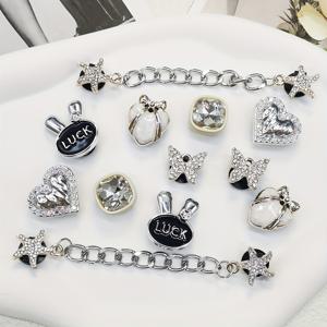 TEMU 12개 실버 럭키 래빗 신발 참스 라인스톤 블링 하트 모양 나비 장식 ABS 탈착 가능한 별모양 체인 구두 액세서리 다기능 DIY 클립 여성용 샌들 슬라이더 슬리퍼 장식 생일 파티 선물, 크리스마스에 가장 적합