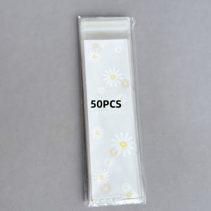 TEMU 6x23cm 롱 스트립 작은 데이지 칸막이 접착식 OPP 비닐 포장 봉투, DIY 선물 가방, 50개입