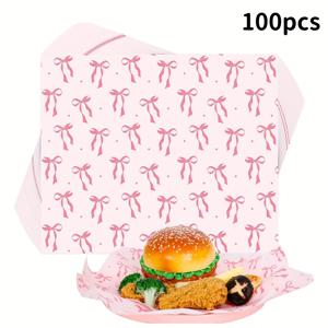 TEMU 50/100/150장 그리스프루프 페이퍼, 푸드 라이너, 버거 페이퍼 20*25cm, 샌드위치 포장지, 리본 패턴 그리스프루프 페이퍼, 웨딩 시즌, 발렌타인데이, 새해, 생일, 일상 및 기타 파티 행사용