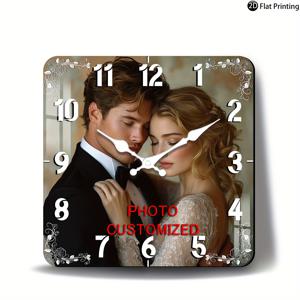 TEMU 맞춤형 크리스마스 무소음 나무 벽시계 - 10/12/14/16인치 라운드 모던 디자인, 사진 추가 가능, AA 건전지 사용 (건전지 미포함), 기념일, 생일, 홈 데코에 완벽, 조립 간편, 홈 데코 시계 | 사진 벽시계 | 장식용 시계 바늘, 벽 장식 시계