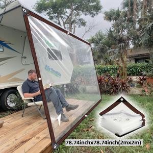 TEMU 전면 개선된 완전 새로운 방수 타프, 방수 원단 RV 확장 투명 방수 캐노피, 우천 계절 야외 활동 필수품, 야외 캠핑, RV, 발코니, 정원, 안뜰, 식물 온실, 닭장, 겨울 장작 보관 캐노피