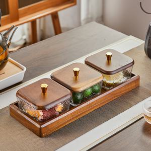 TEMU 일본식 호두나무 과일 그릇, 서빙 접시, 디저트 접시 세트, 거실, 가족 휴일, 결혼식 파티, 생일, 크리스마스, 할로윈용