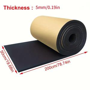 TEMU 5/10mm 두께 자체 접착식 자동차 엔진 커버 단열 폼 - 블랙, 방음 및 열감소, 소음 감소 및 열 관리에 이상적, 자동차 단열재 | 자체 접착식 디자인 | 내구성 있는 폼 소재