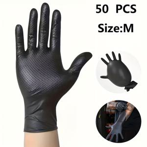 TEMU 30/50개 두께 8밀 장갑, 텍스처 장갑, 일회용 나이트릴 장갑, 재사용 가능 장갑, 가정용 청소 장갑, 휴일 선물, 다기능 장갑, 방수