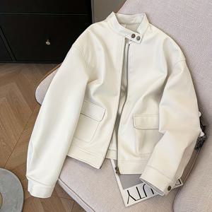 TEMU 여성용 다용도 캐주얼 반팔 인조 가죽 재킷