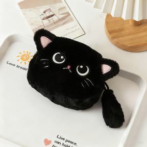 TEMU 1개 대용량 플러시 고양이 동전 지갑, 귀여운 카툰 플러시 새끼고양이 키와 립스틱 정리함, 다기능 미니 수납 가방, 지퍼 잠금으로 휴대 간편, 크리스마스와 새해를 위한 휴가 선물