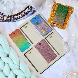 TEMU 1개 6구 실리콘 비누 몰드, 왁스 멜트용 직사각형 레진 키체인 몰드, 에폭시 주조 주얼리 제작용, 걸이 구멍 포함 DIY 펜던트 목걸이 키체인 수공예 만들기