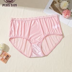 TEMU 1개 여성용 플러스 사이즈 우아한 레이스 속옷 - 부드러운 시스루 미드라이즈 삼각형 팬티, 연중 착용 가능, 민감한 피부를 위한 편안한 일상용 팬티 (손세탁 가능)