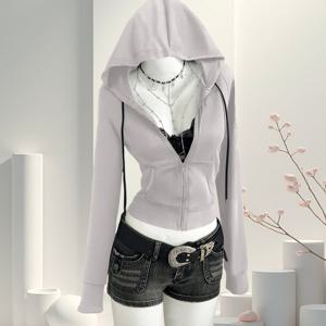 TEMU 가을 겨울 소프트 컴포트 여성 크롭 후드티: 캐주얼 핏 스타일, 패셔너블 트렌디 & 다용도 가을 겨울 멀티 오케이션 커뮤트 아웃핏