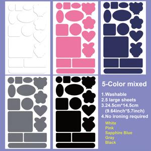 TEMU 자켓, 비옷, 텐트용 세탁 가능한 DIY 패브릭 스티커 - 하트, 꽃, 만화 모양 다색 자체 접착 다림질 필요 없는 의류 수리 패치 5장 (75개)