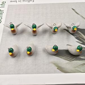 TEMU 수지 시뮬레이션 녹색 거위 동물 펜던트 8개, DIY 주얼리 제작용, 파티 액세서리, 귀걸이, 목걸이, 가방용으로 적합