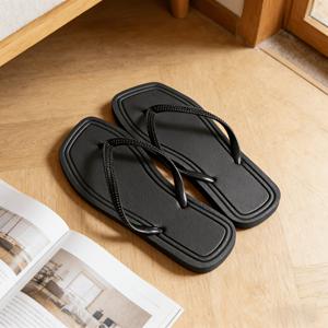 TEMU 야외 활동에 적합한 인기 사각 발가락 , 목욕 및 해변 활동에 완벽, 캐주얼 웨어를 위한 간편한 단색 끈 샌들, 여성 신발