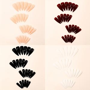 TEMU 96개 슈퍼 롱 스타일레토 인조 손톱 | 핑크, 블랙, 화이트, 레드 엘레강트 디자인, 롱 아몬드 쉐입, 글로시 엔드, 기계 제작 인조 손톱, 재사용 가능, 데일리 착용에 완벽