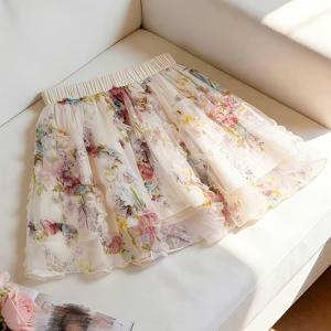 TEMU 새로운 여름 여성용 프렌치 스타일 우아하고 로맨틱한 프린트 A라인 이중 레이어 미니 스커트, 휴가, 데이트, 통근용, 활용도 높고 실용적