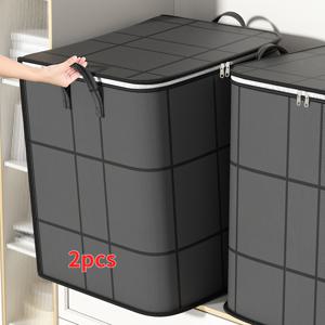 TEMU 2개 대용량 옷 보관 가방, 100L 및 180L 조합 접이식 수납 상자 (이중 지퍼 잠금 및 손잡이 포함), 이사, 여행, 침대 밑 수납에 적합, 담요 및 이불 보관용