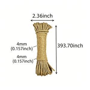 TEMU 10m 특두꺼운 4mm 천연 황마 로프 1개 – DIY 공예 및 포장용 로프, 식물 올려주기, 직조, 원예, 수공예용으로 적합, 정원 묶음용 매듭, 발렌타인데이 선물 포장 리본으로 최적