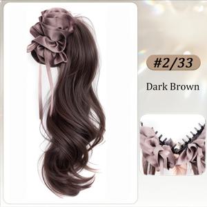 TEMU 18인치 합성 이중 이빨 그랩 클립 발톱 포니테일 가발 롱 컬리 하이포니테일 푹신한 자연스러운 포니테일 헤어 익스텐션 여성용 파티 할로윈 크리스마스 새해 카니발 음악