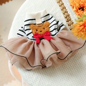 TEMU Feifei 베어 푹신한 스커트 - 귀여운 새 봄/여름 애완동물 원피스, 소형견 및 고양이에게 적합, 사랑스러운 곰 디자인, 공주 드레스 및 강아지 크리스마스 선물로 완벽