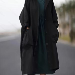 TEMU 새로운 여성용 경량 다용도 롱 후드 트렌치 코트, 7부 소매, Free 사이즈