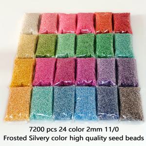TEMU 7200 프로스티드 실버 라인 시드 비즈, 24색상, 2mm, 11/0, 비즈 공예, 루즈 비즈, 팔찌, 목걸이, DIY 주얼리, 친구나 어머니를 위한 선물