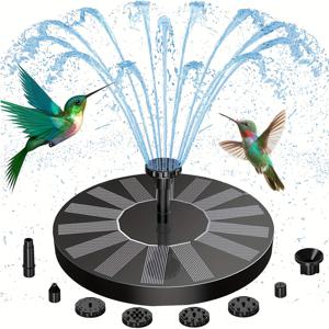 TEMU 업그레이드된 IPX8 방수 기능의 야외 정원 태양광 분수, 6개 노즐 포함 - 새 목욕대용, 정원, 연못, 수조, 어항, 수영장 및 야외용 독립형 부유식 태양광 펌프