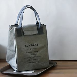 TEMU 패션 단열 도시락 가방, 도시락 가방 피크닉 벤토 가방 Dupont 종이 토트 도시락 가방, 비식품 접촉