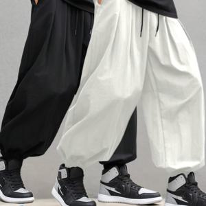 TEMU 2피스 남성용 캐주얼 드로스트링 스포츠 바지 (포켓 포함) – 울트라 루즈핏, 여름 캐주얼 야외 통근 통기성 아이시 쿨 아이스 팬츠, 편안한 스포츠 랜턴 팬츠, 반투명 쿨. 루즈핏 드로스트링 하림 랜턴 팬츠