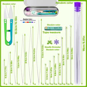 TEMU 86피스 비즈 바늘 세트, 6가지 사이즈 빅아이 시드 비즈 바늘, 롱 비즈 바늘, 비즈 바늘, 유연한 비즈 바늘, 주얼리 제작용
