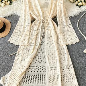 TEMU 플러스 사이즈 - 플러스 사이즈 - 플러스 사이즈 긴팔 가디건, 단색 캐주얼 타이 프론트 아우터, 조절 가능한 리본 벨트, 우아한 게으른 스타일 스웨터 코트