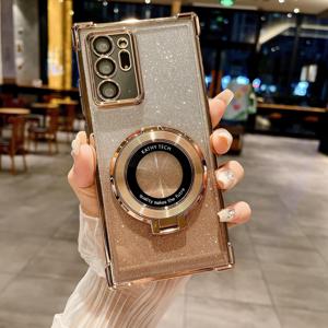 TEMU 휴대폰 케이스 - 삼성 갤럭시 S25 S24 S23 S22 울트라/S25 S24 S23 S22 플러스/S25 S24 S23 S22/S23 Fe/노트20 울트라/노트20 신형 모델, 글리터 페이퍼, 스탠드 기능, 스타일리시하고 고급스러운 휴대폰 케이스