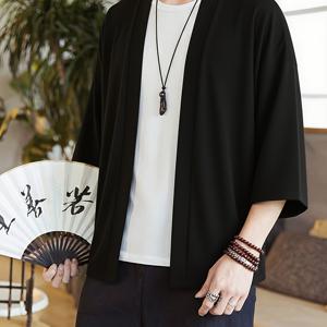 TEMU 기모노 스타일 캐주얼 가디건 셔츠, 솔리드 컬러 다용도 싱글 레이어, 100% 폴리에스터, 루즈핏, 캐주얼 감성 | 플로우 원단, 중국 사이즈, 사이즈 가이드를 꼼꼼히 확인하세요