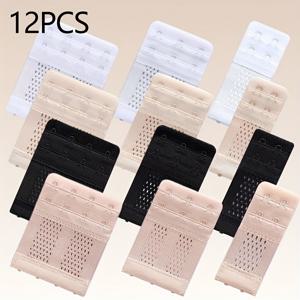 TEMU 브라 익스텐더 버클 12개 세트, 편안하고 통기성 좋은 스타일, 네 개 고리형, 세 개 고리형, 이중열 고리형 버클, 속이 빈 신축성 익스텐더 버클, 브라 커넥터 버클, 뒷면 버클, 열차례형 버클, 걸쇠가 있는 속옷 익스텐더 스트랩