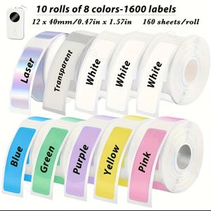 TEMU 15x30mm 멀티컬러 라벨 용지, 자체 접착 라벨 스티커, 할로윈, 크리스마스, 추수감사절에 적합, 휴일 선물 포장, 사무용품 표시에 이상적, D30/P15/P12/D32/D35/Q30/Q2 호환