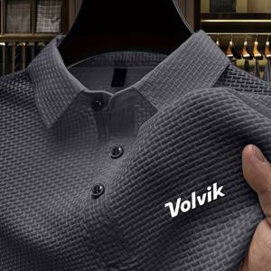 TEMU 볼빅 패턴 남성용 아웃도어 골프 및 승마 캐주얼 폴로 셔츠, 텍스처 짧은 소매, 성숙한 남성용 비즈니스 캐주얼 자카드 텍스처, 통기성 좋고 편안함, 봄 및 여름용, 안감 또는 아우터로 착용 가능