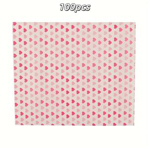 TEMU 100개 발렌타인데이 플로럴 왁스 페이퍼 (식품용), 디리 파크먼트 베이킹 페이퍼, 샌드위치 사탕 비스킷 방수 포장, 방유 바구니 라이너