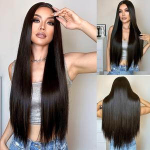 TEMU 세련된 롱 블랙 가발, 코스프레, 할로윈 의상, 파티 및 일상복에 완벽, 트렌디하고 패셔너블한