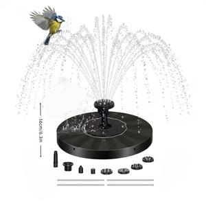 TEMU 1W-1.5W 고품질 태양광 완전 자동 분수 (6개 노즐 포함), IPX8 등급, 태양광 새 목욕 분수, 새 목욕, 정원, 어항, 수영장 및 야외 사용에 적합. 야외용 태양광 워터 펌프