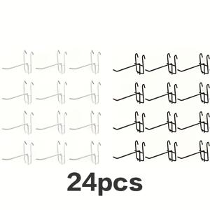 TEMU 메탈 격자 후크 24개, 흰색 및 검은색 페그보드 후크, 다기능 디스플레이 랙 후크, 가정 장식, 귀걸이 및 헤어피스 걸이, 슈퍼마켓 선반 및 제품 보관 디스플레이, 다용도 후크에 적합한 실용적인 후크
