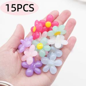 TEMU 15개 캔디 컬러 생기 넘치는 꽃 모양 비즈 수제 헤어 장식 폰 케이스 장식