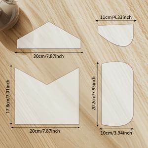 TEMU 화장품 가방, 클러치백, 동전 지갑용 퀼팅 टेम플릿 DIY 투명 PET 사전 절단 비정형 모양 재봉틀 टेม플릿 4개 세트 - 수제 재봉 도구, 퀼팅 및 프로젝트에 완벽, 동전 지갑 제작에 이상적
